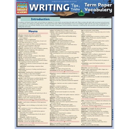 Barcharts Writing Tips - Term Paper Vocabulary Quickstudy Easel 9781423221647